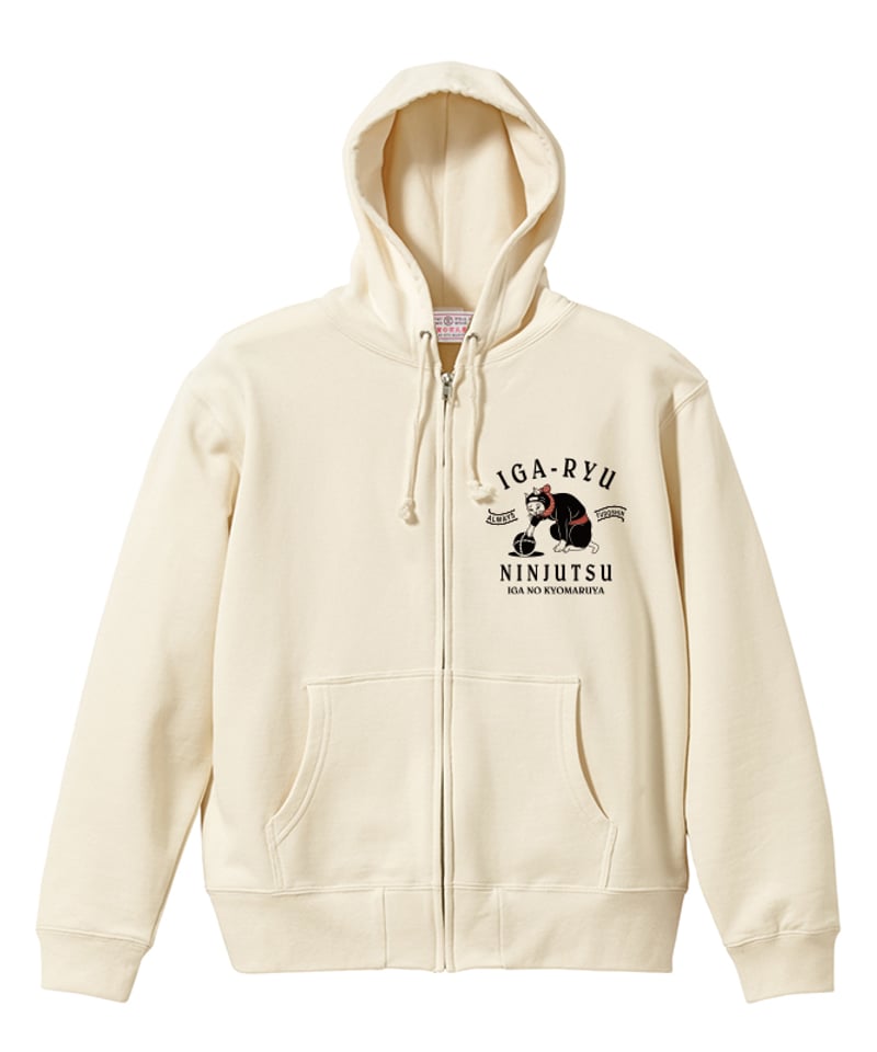 再入荷無し】猫忍者ジップパーカー/NEKONINJA Zip Hoodie(NATURAL）