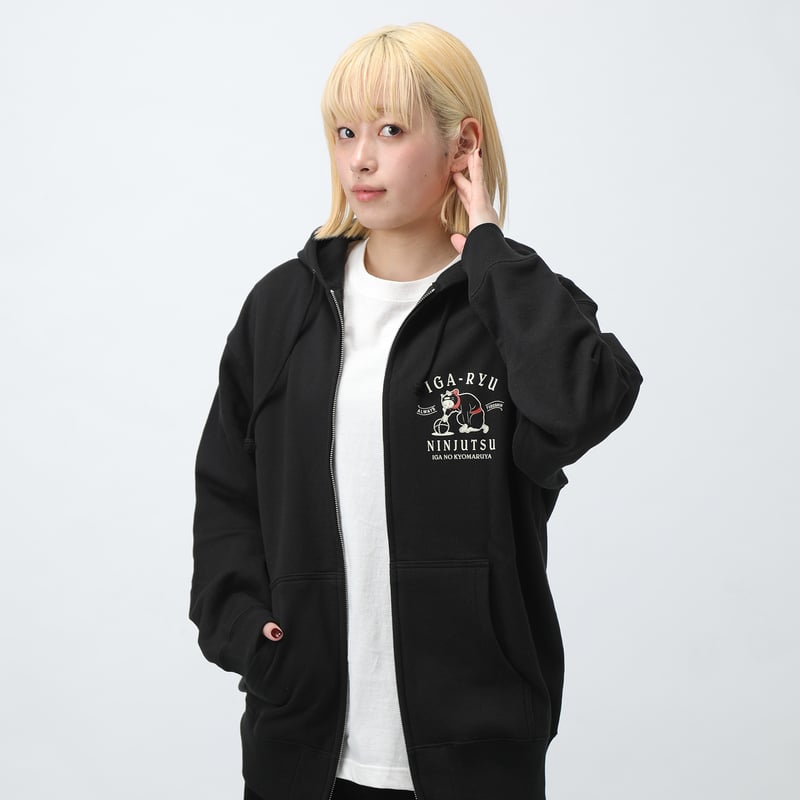 再入荷無し】猫忍者ジップパーカー/NEKONINJA Zip Hoodie(BLACK） |
