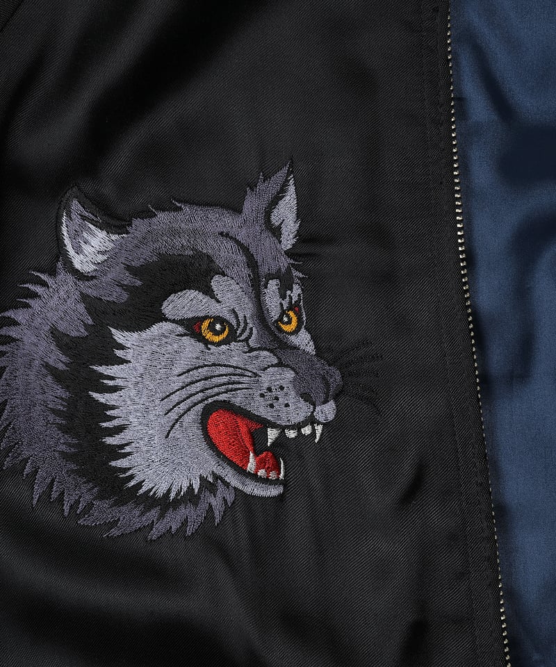 伊賀くみひも 狼スカジャン/IGAKUMIHIMO WOLF SUKAJAN(BK×BK) |
