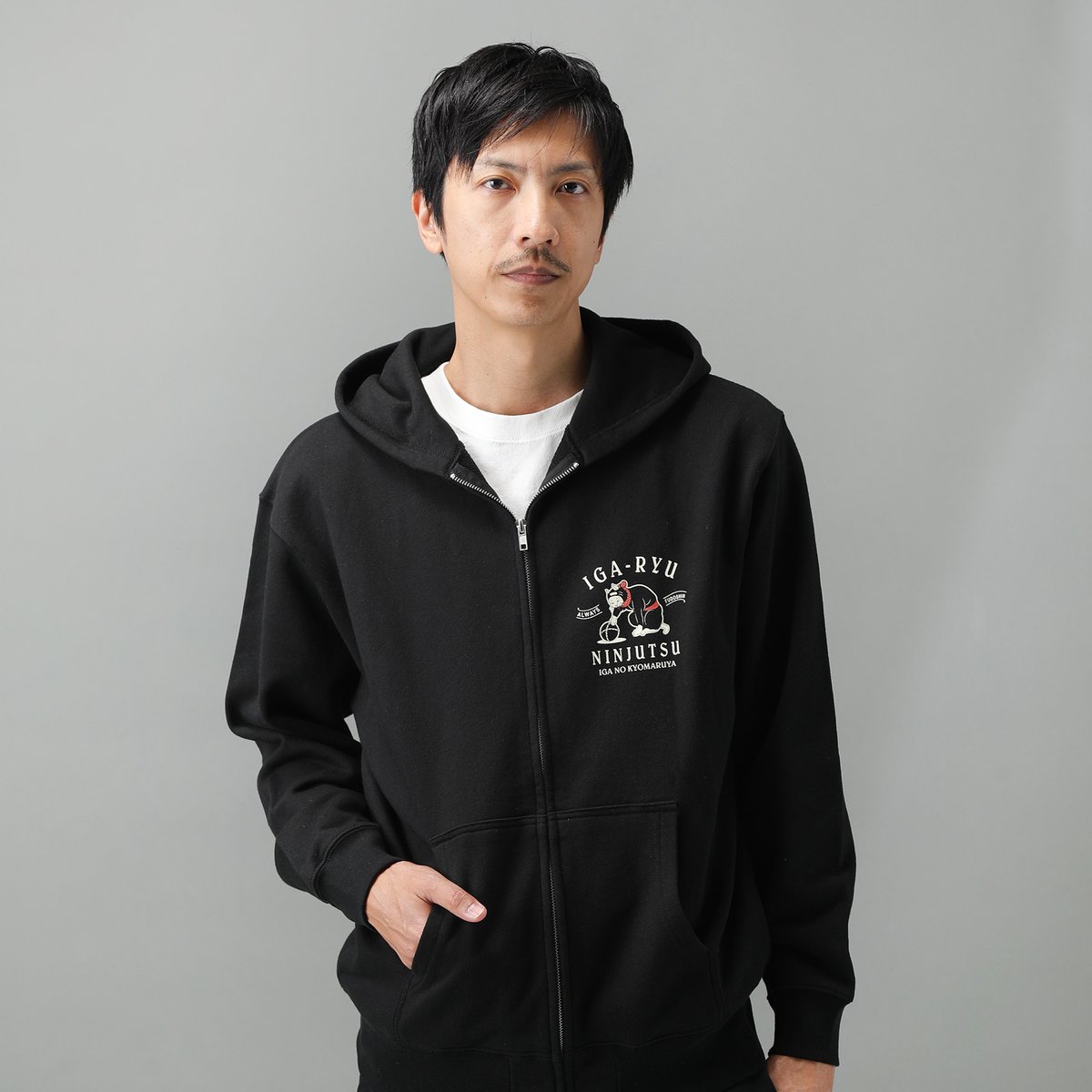 再入荷無し】猫忍者ジップパーカー/NEKONINJA Zip Hoodie(BLACK） |