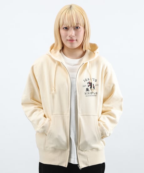 【再入荷無し】猫忍者ジップパーカー/NEKONINJA Zip Hoodie(NATURAL）