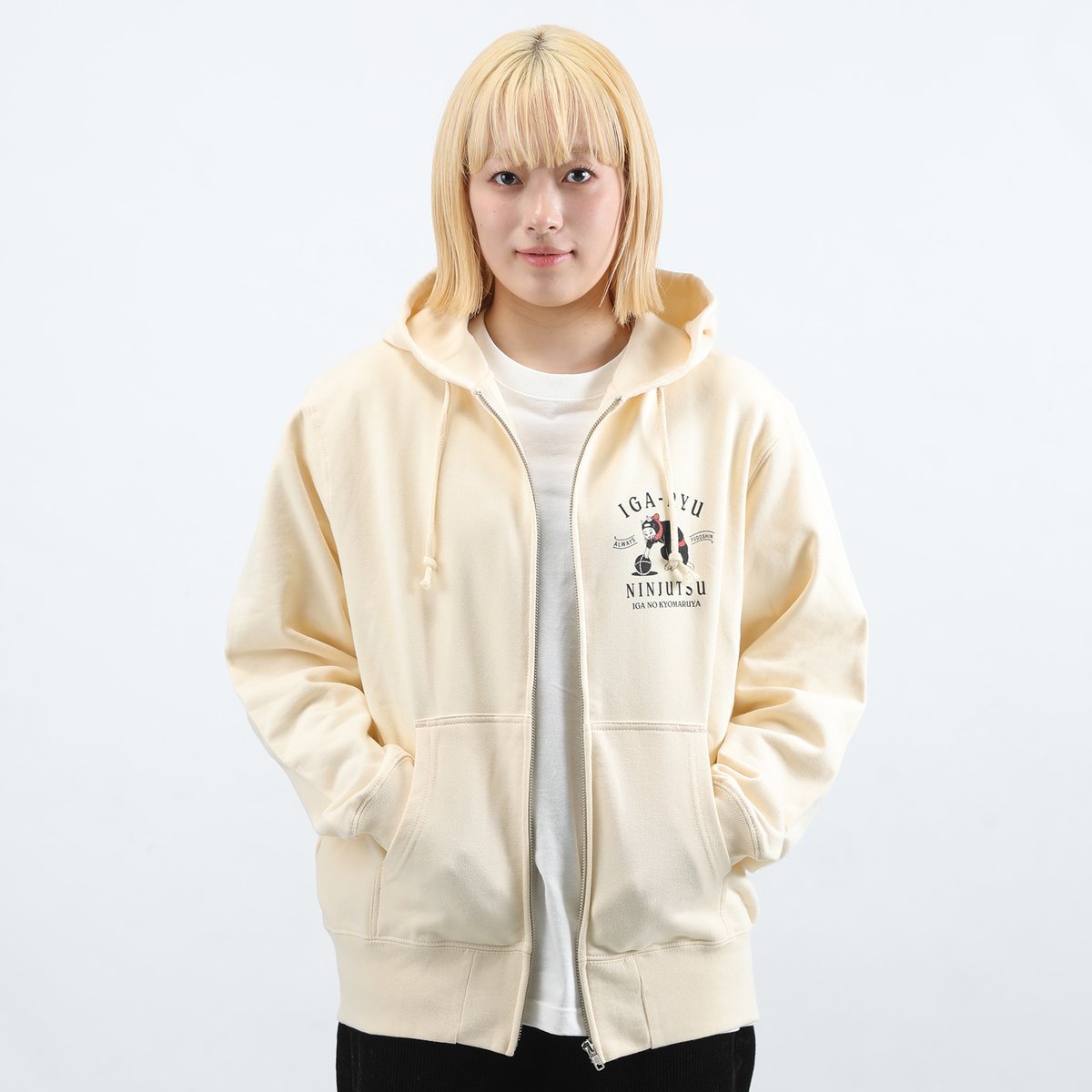 再入荷無し】猫忍者ジップパーカー/NEKONINJA Zip Hoodie(NATURAL）