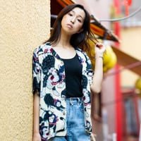 伊賀くみひもアロハシャツ 猫忍者（ベージュ・半袖）/IGA KUMIHIMO ALOHA-SH NEKONINJA（BEIGE SHORT SLEEVE）