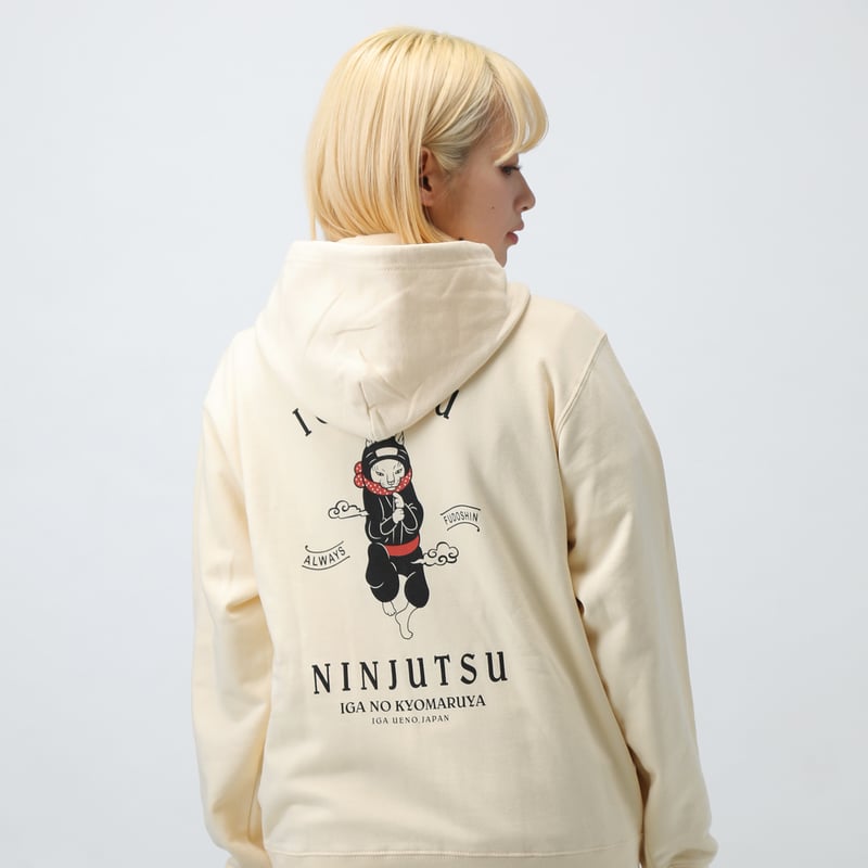 再入荷無し】猫忍者ジップパーカー/NEKONINJA Zip Hoodie(NATURAL）