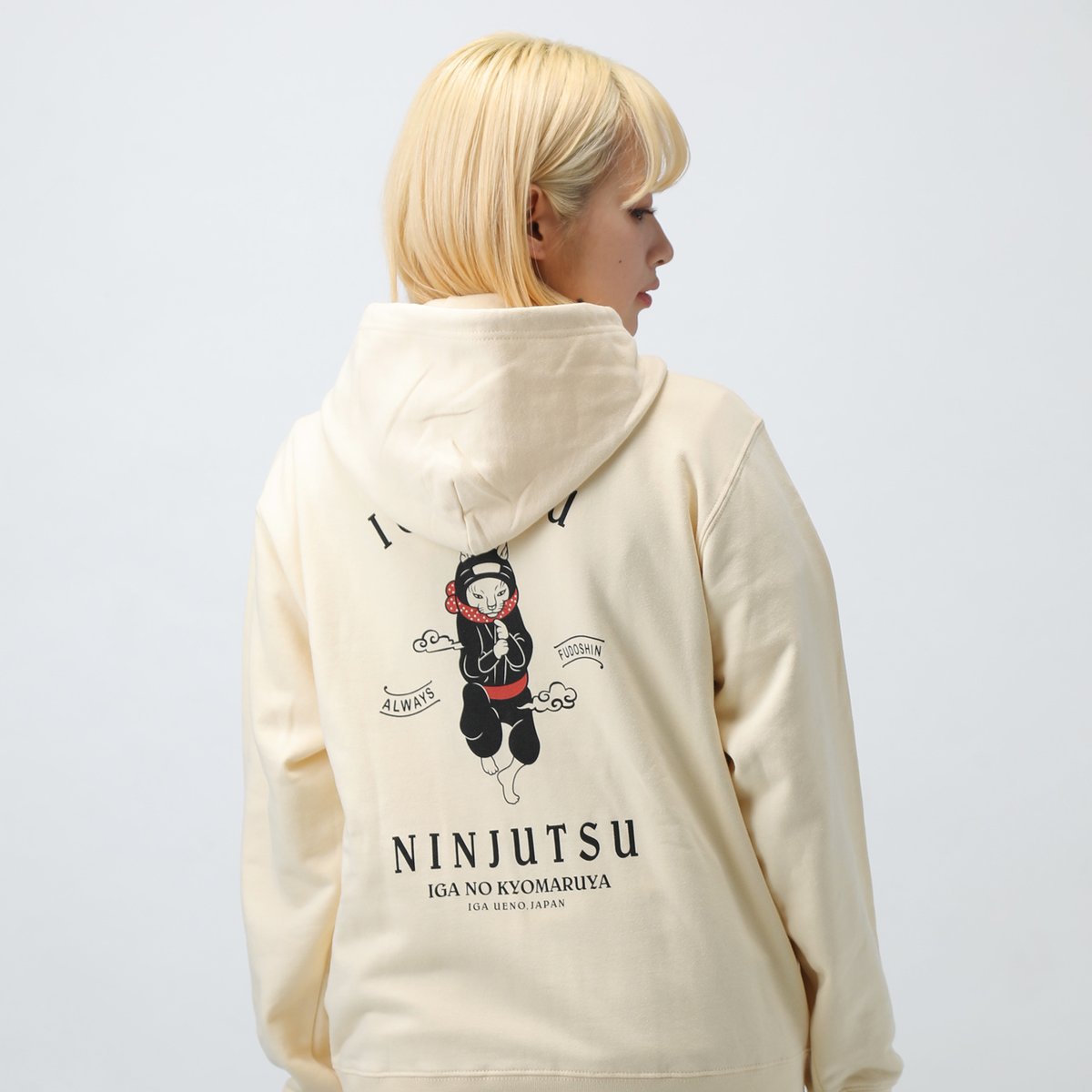 再入荷無し】猫忍者ジップパーカー/NEKONINJA Zip Hoodie(NATURAL）