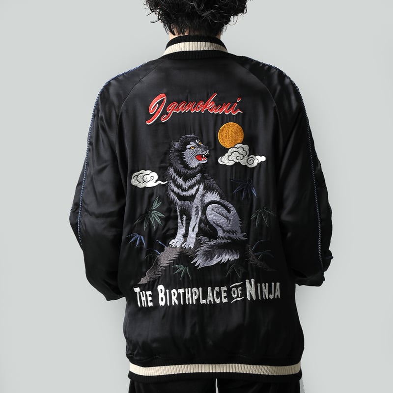 NEW】伊賀くみひも 狼スカジャン/IGAKUMIHIMO WOLF SUKAJAN(BK×