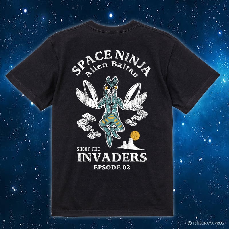再入荷なし】宇宙船×バルタン星人Tシャツ/ALIEN BALTAN T-shirts(BLA