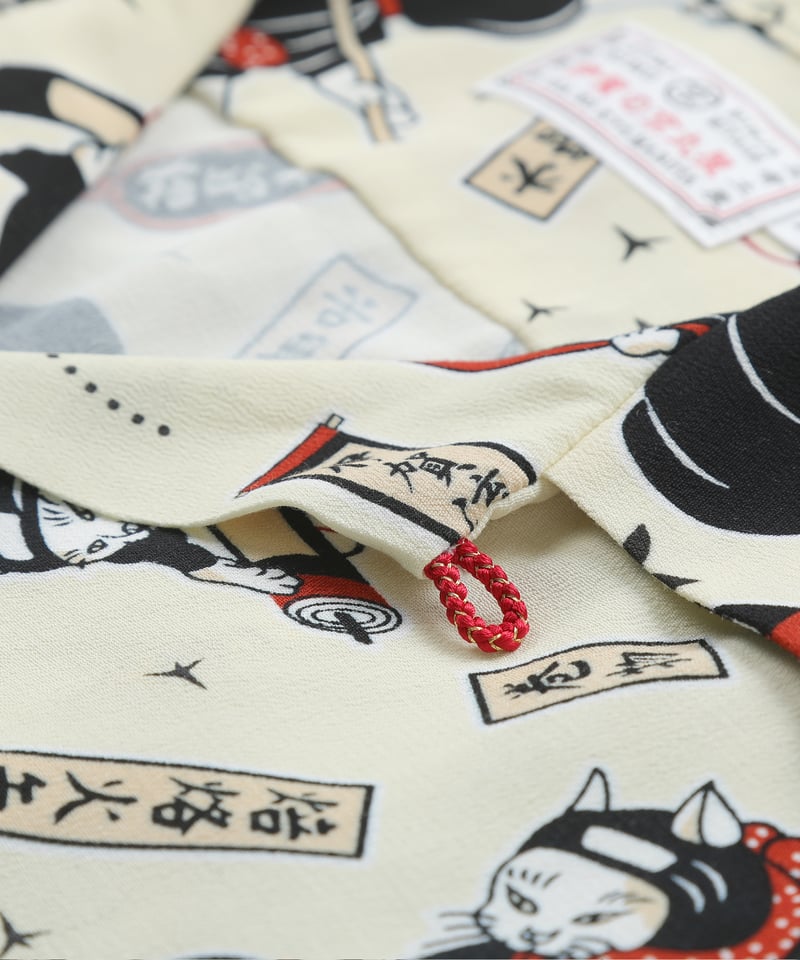 ぴよ吉♪❤dopタンバリン❤ black＆コットンリネン☆パイピングクッシ 予約/Pre-order】2026/伊賀くみひもアロハシャツ 猫忍者（ベージュ