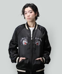 伊賀くみひも 狼スカジャン/IGAKUMIHIMO WOLF SUKAJAN(BK×BK)
