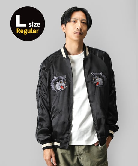 伊賀くみひも 狼スカジャン/IGAKUMIHIMO WOLF SUKAJAN(BK×BK)