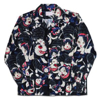 伊賀くみひもアロハシャツ 猫忍者（紺・長袖）/IGA KUMIHIMO ALOHA-SH NEKONINJA（NAVY・LONG SLEEVE）