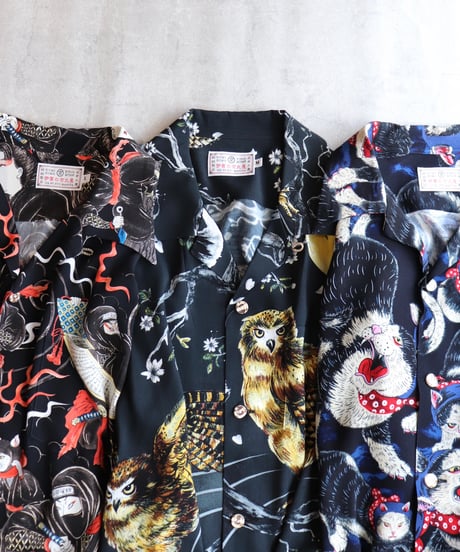 伊賀くみひもアロハシャツ 梟（半袖）/IGA KUMIHIMO ALOHA-SH OWL（SHORT SLEEVE）