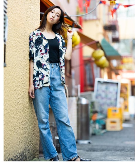 伊賀くみひもアロハシャツ 猫忍者（ベージュ・半袖）/IGA KUMIHIMO ALOHA-SH NEKONINJA（BEIGE SHORT SLEEVE）