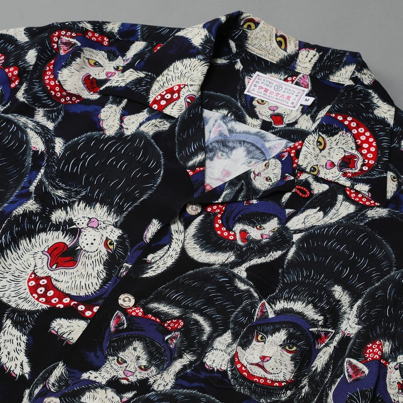 猫柄 レトロ アロハシャツ M 新品 CHIGRACCI「 ニャロハシャツ 」猫柄アロハシャツ オリジナル