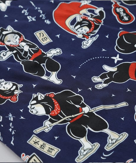【予約/Pre-order】2026/伊賀くみひもアロハシャツ 猫忍者（紺・半袖）/IGA KUMIHIMO ALOHA-SH NEKONINJA（NAVY SHORT SLEEVE）