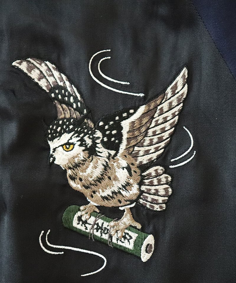伊賀くみひも 梟スカジャン/IGAKUMIHIMO OWL SUKAJAN(BLK×NAV)