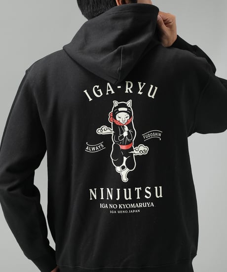 【再入荷無し】猫忍者ジップパーカー/NEKONINJA Zip Hoodie(BLACK）