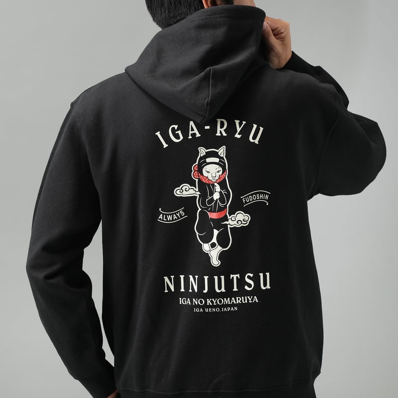 再入荷無し】猫忍者ジップパーカー/NEKONINJA Zip Hoodie(BLACK） |