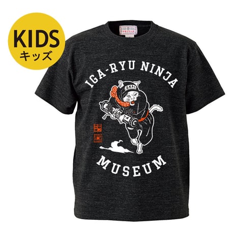 猫忍者キッズＴシャツ/NEKONINJA KIDS T-shirts(H.BLACK)