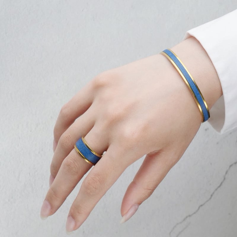 プエブロレザーブラスバングル SLIM/COBALT | You