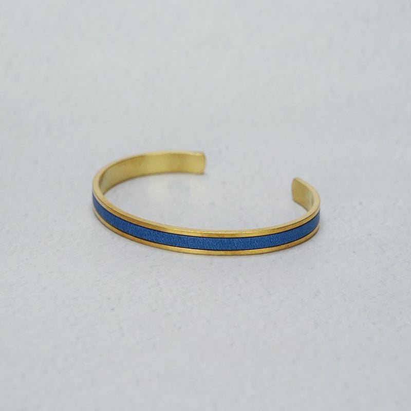 ※青い空※ レザーバングル プエブロレザーブラスバングル SLIM/COBALT | You