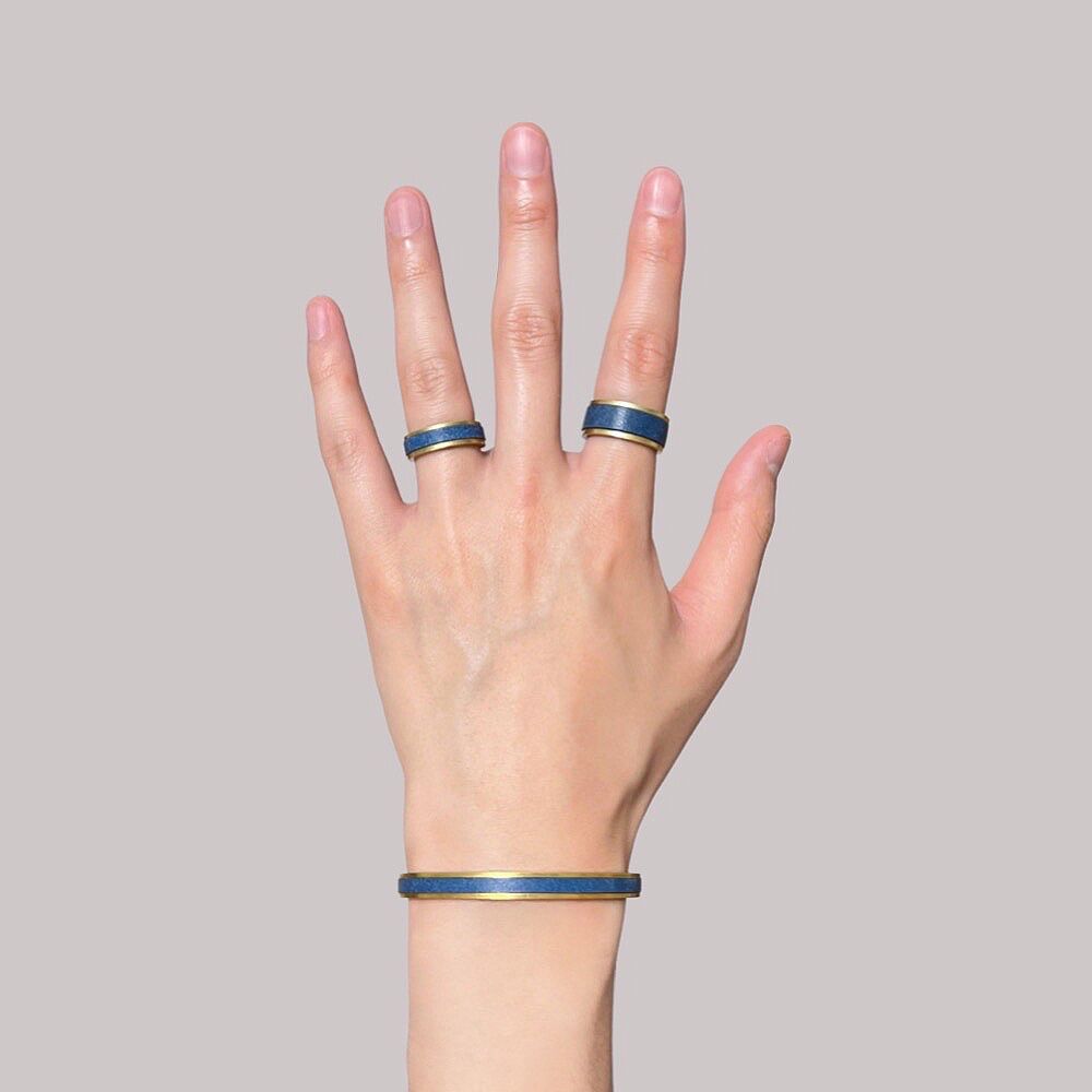 プエブロレザーブラスリング SLIM/COBALT | You