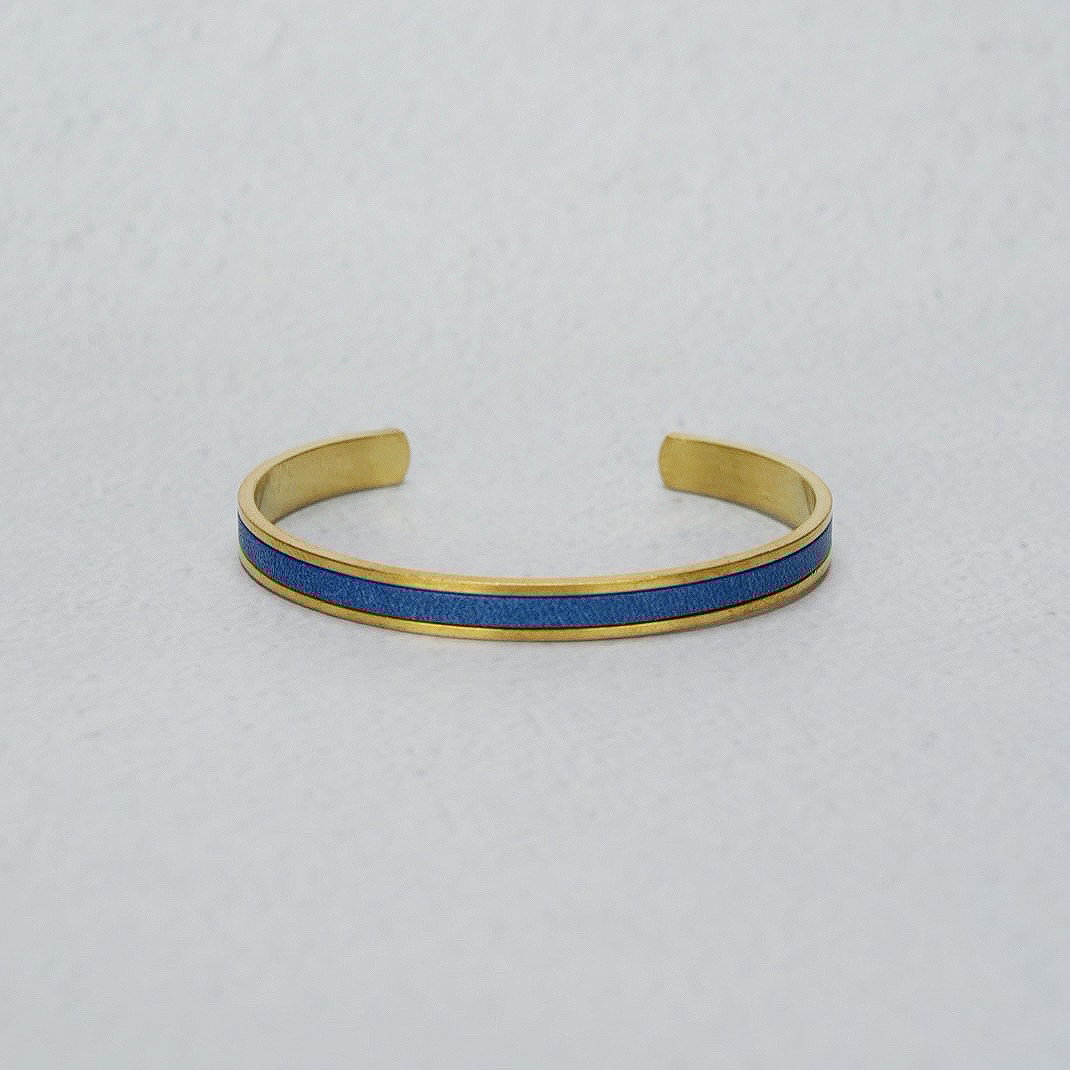 プエブロレザーブラスバングル SLIM/COBALT | You