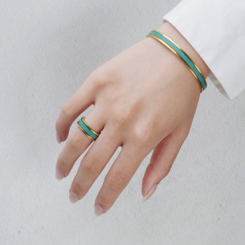 アクセサリー you プエブロレザーブラスリング SLIM/TURQUOISE BULE | You