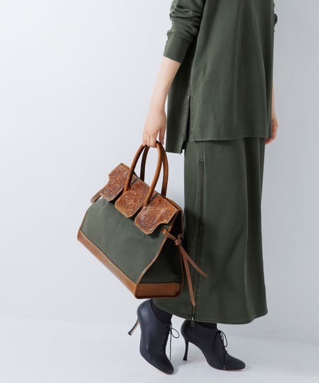 ★[Wastefreeキャンペーン]Carving＆Canvas ボストンバッグ