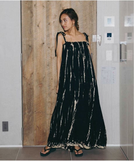 TT/Tie dye Shoulder Ribbon Summer Dress