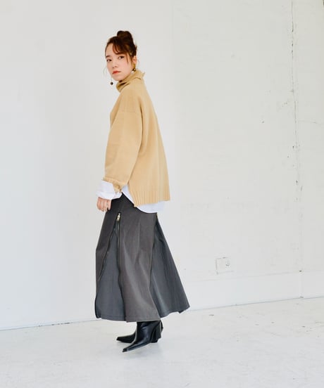 Wholegarment Slit High Neck Top