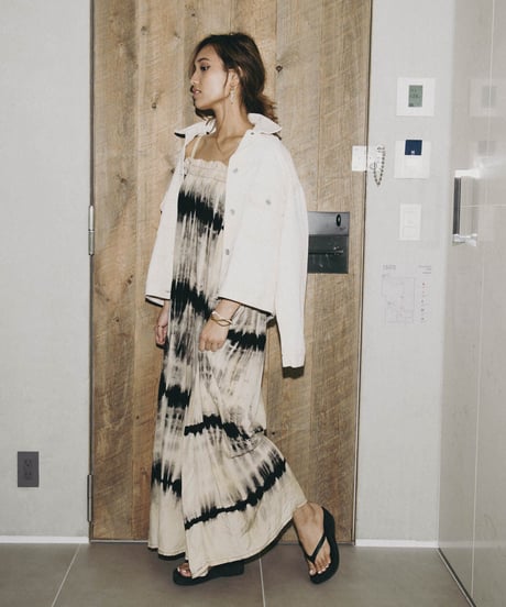 TT/Tie dye Shoulder Ribbon Summer Dress
