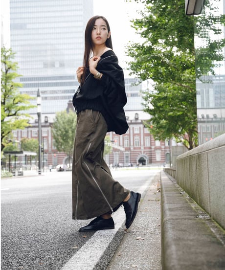 Olive Brown Stretch 4slider Skirt