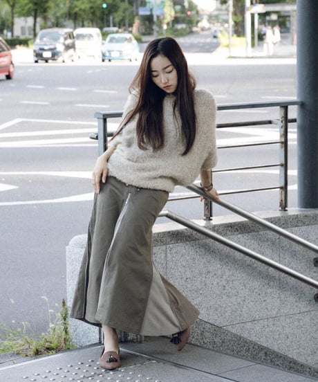 Olive Brown Stretch 4slider Skirt
