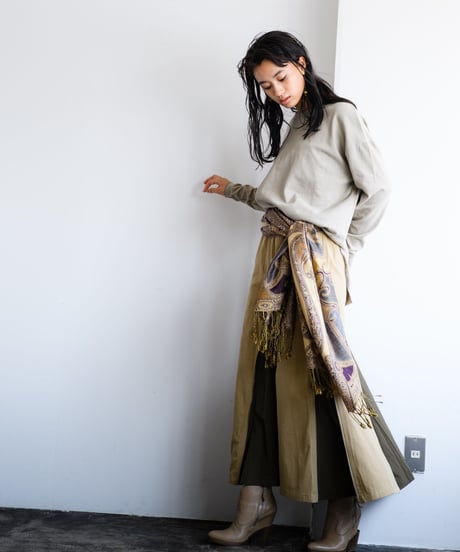 4sliders Chino Skirt Y（Sand×Khaki/Black）