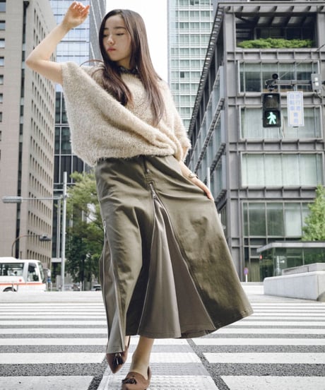 Olive Brown Stretch 4slider Skirt