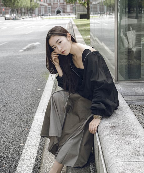 Olive Brown Stretch 4slider Skirt