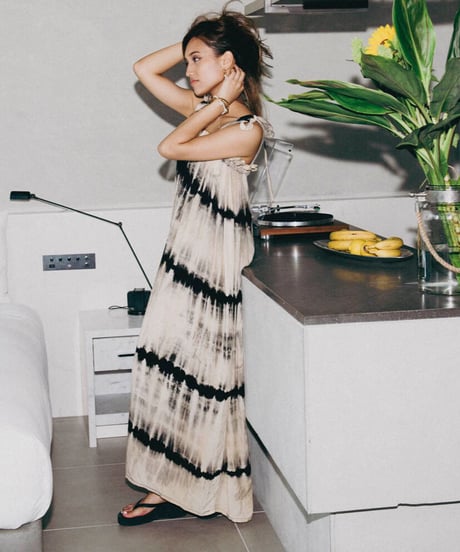 TT/Tie dye Shoulder Ribbon Summer Dress