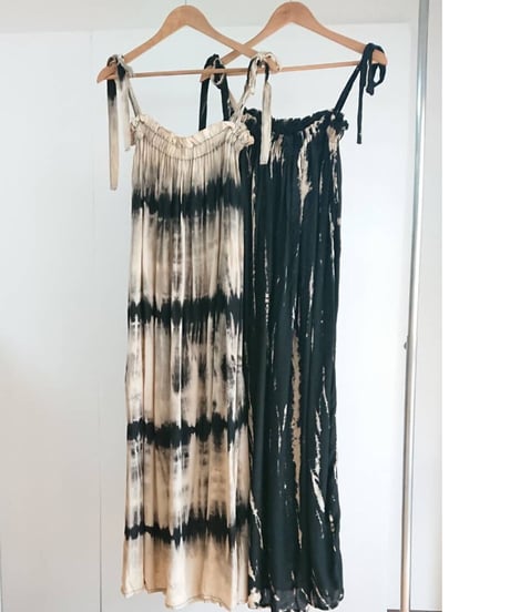 TT/Tie dye Shoulder Ribbon Summer Dress