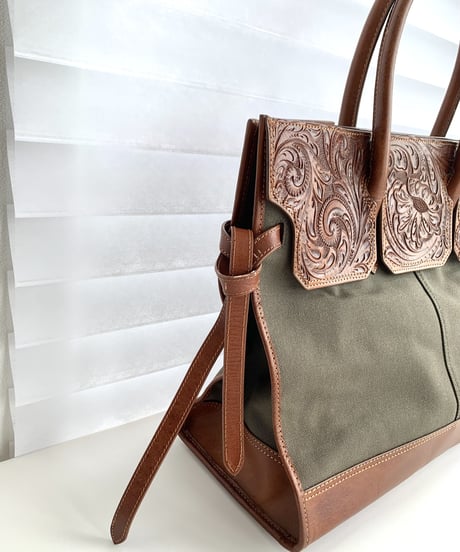 ★[Wastefreeキャンペーン]Carving＆Canvas ボストンバッグ