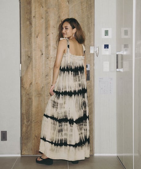 TT/Tie dye Shoulder Ribbon Summer Dress