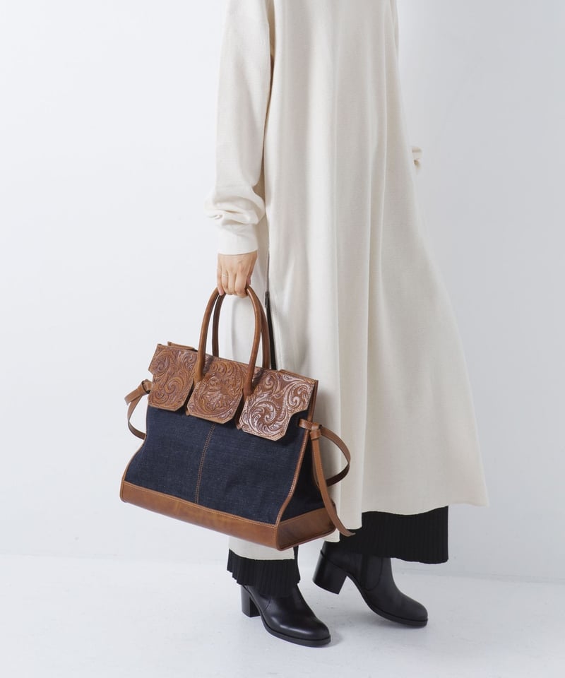 ☆[Wastefreeキャンペーン]Carving&Denim ボストンバッグ | UNBLE