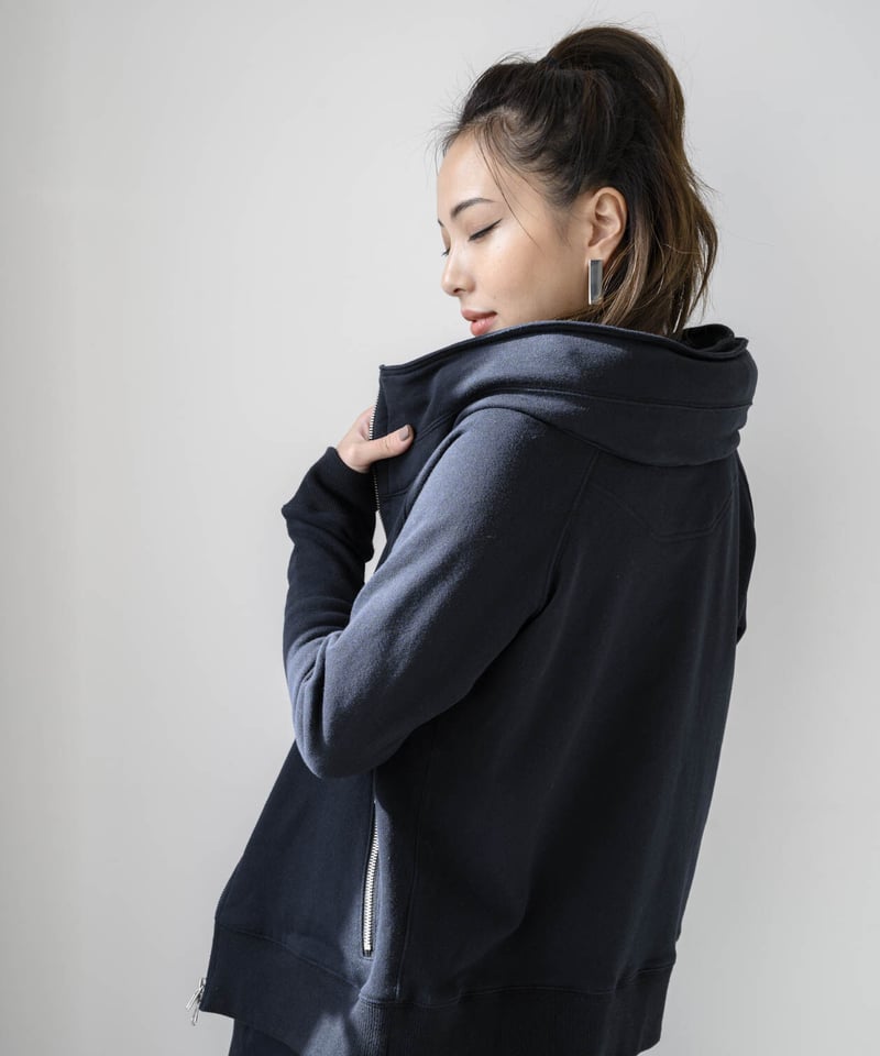 Basic Sweat Big Hood Jacket/Black | UNBLEACHED