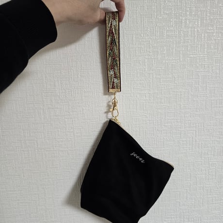 ペイズリーレッド　taiリボンストラップ