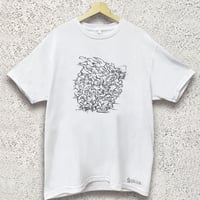 T-shirt　#SEED "Lamerei"(White/墨グレーインク)手刷