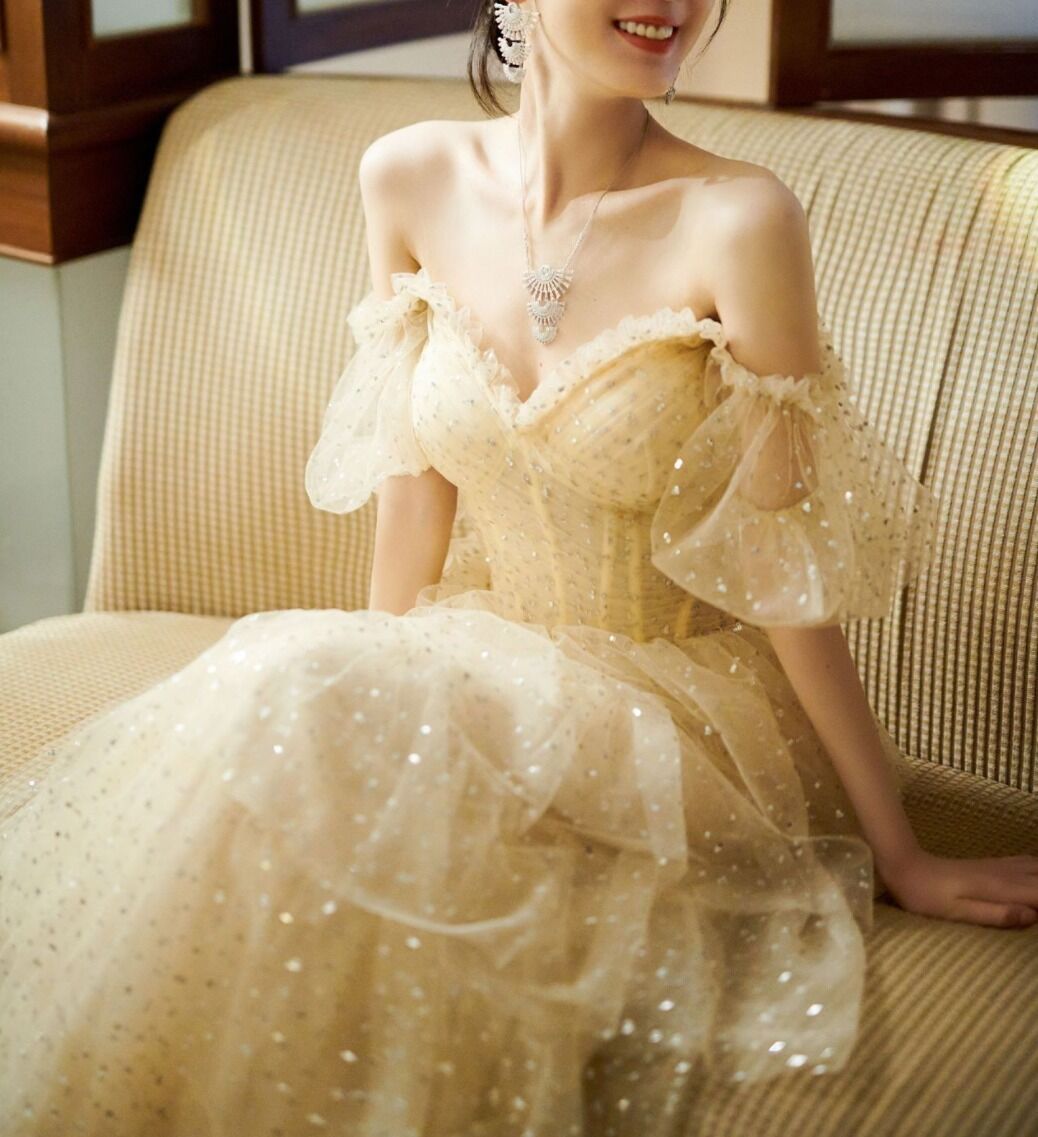 オフショルダーパーティー 結婚式 イブニングドレス | REFLET