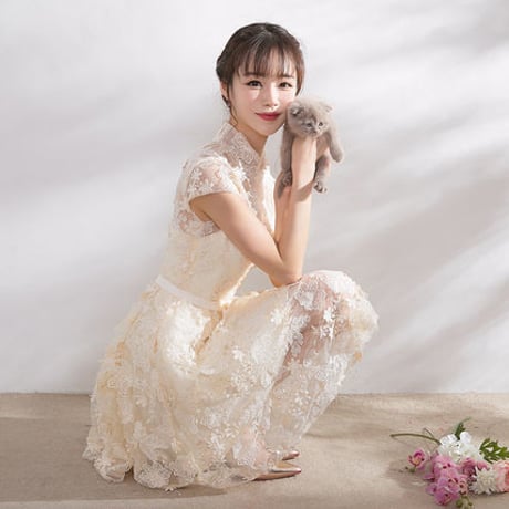 大人かわいい パーティー レース 結婚式 二次会 衣装 ドレス