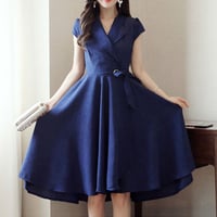 上品 リネン風 リボン ラップ ドレス