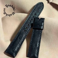 ost-455 オーストリッチレザー 腕時計ベルト ブラック (ラグ幅20mm - バックル幅18mm)