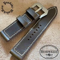 hor-266 サンプル品 HORWEEN クロムエクセルレザー / オリーブ ヘリテイジスタイル 腕時計ベルト (ラグ26mm - バックル幅26mm)